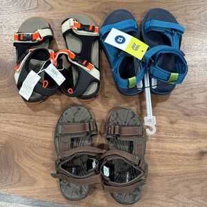 Kids Sandals Set - Blue, Brown, and Tan